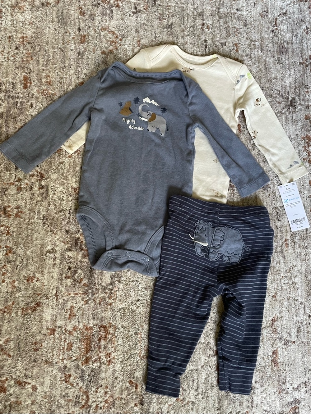 Carter's Cream and Navy Baby Three-Piece Woolly Mammoth 🦣 6 month